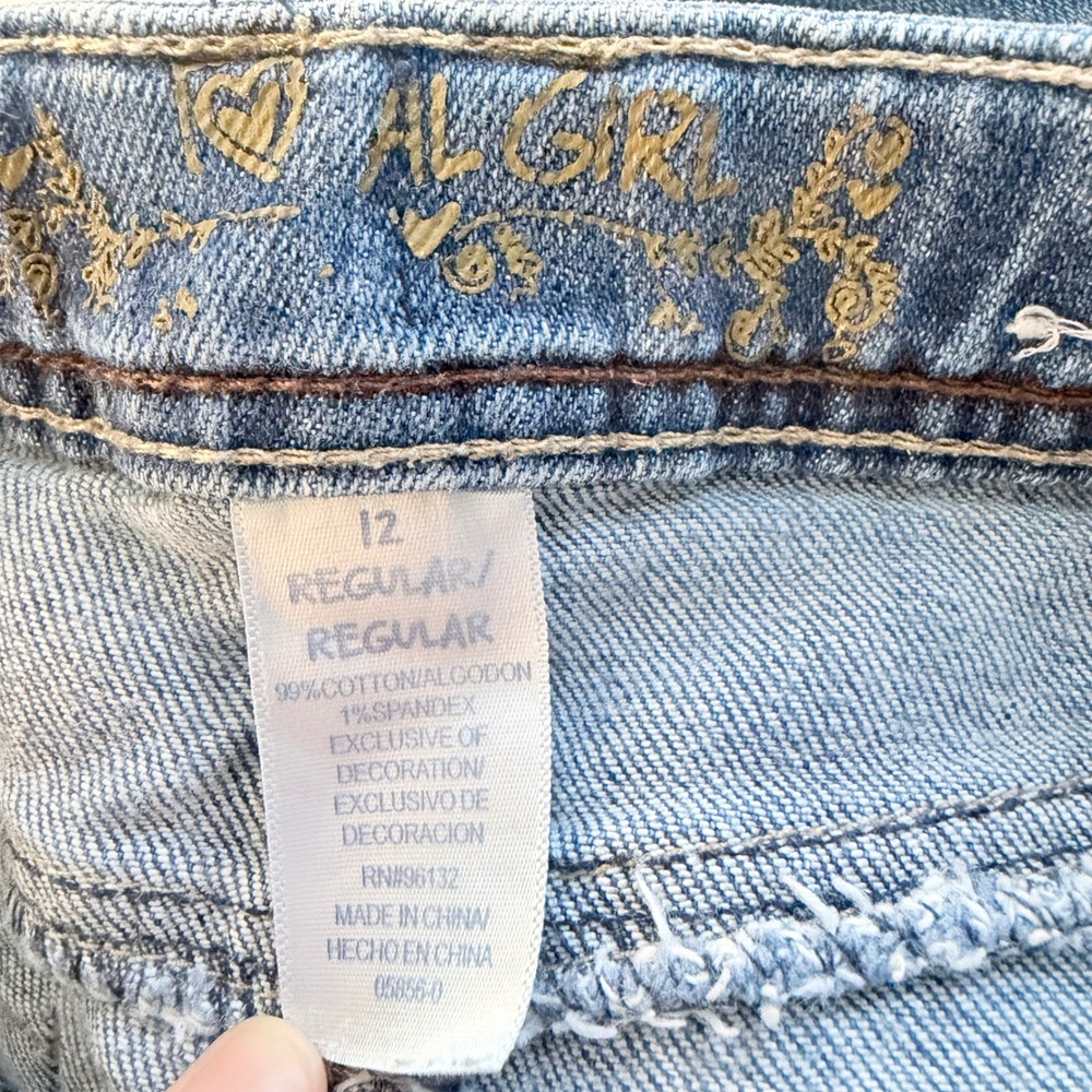 Vintage Y2K Denim Mini Skirt Peace Sign Embellished Pink Jewels All Girl SZ XS - Picture 8 of 8